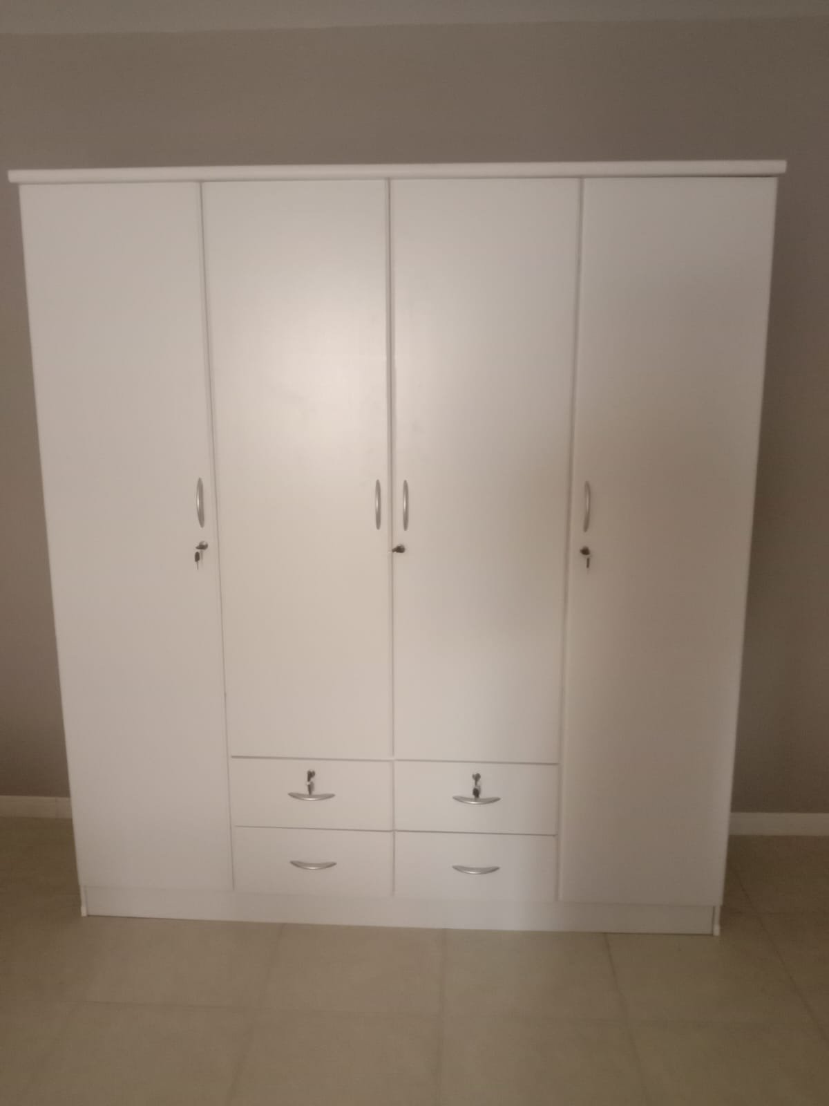 White 4-Door Wardrobe Full Interior – Brand Furniture Selling Dubai
